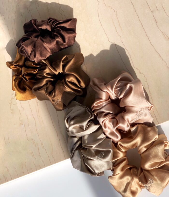 Комплект копринени ластици - Scrunchie LARGE NUDE