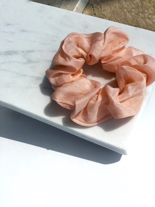 Ластик Scrunchie от коприна и лен – Peach