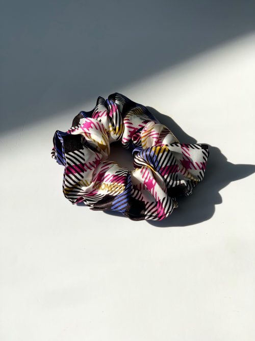 Копринен ластик Scrunchie – Check Plaid Red